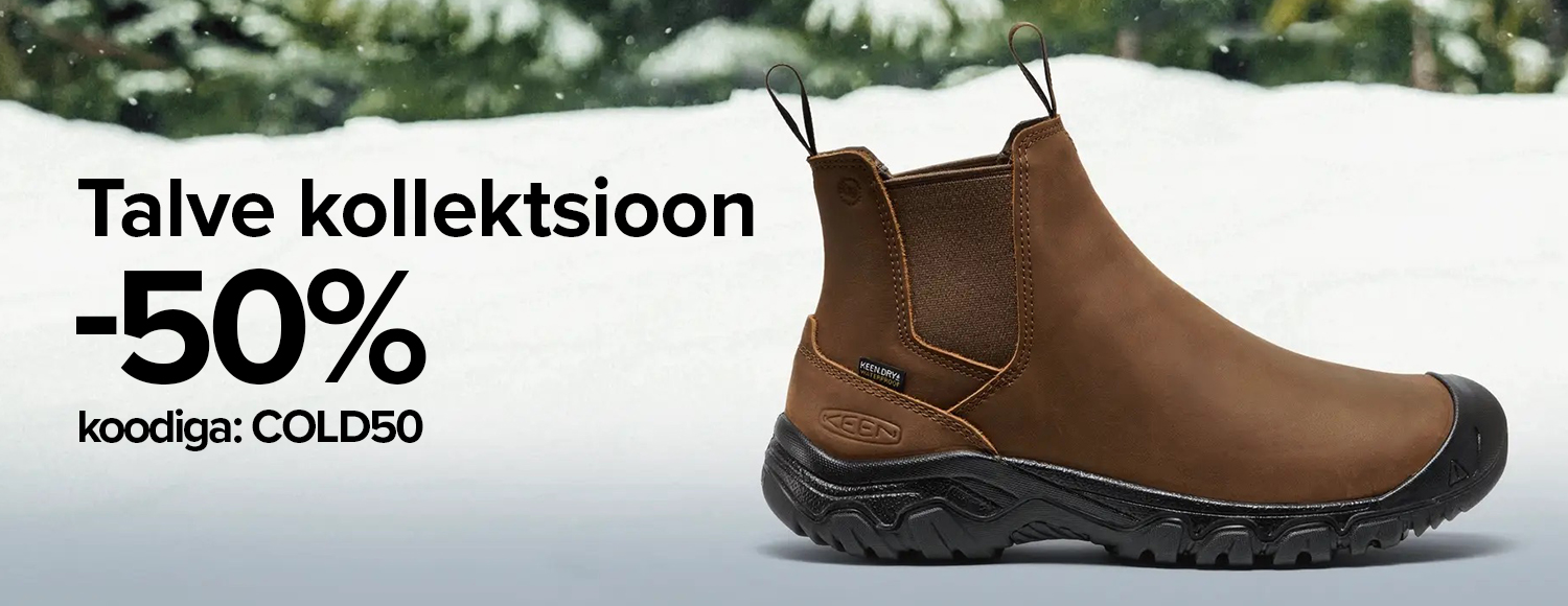 Kuni 11. veebruarini valitud talvekollektsioonile kehtib 50% soodustus koodiga COLD50. Vali usaldusv&auml;&auml;rsed KEEN jalan&otilde;ud ja soorita ost veebis!